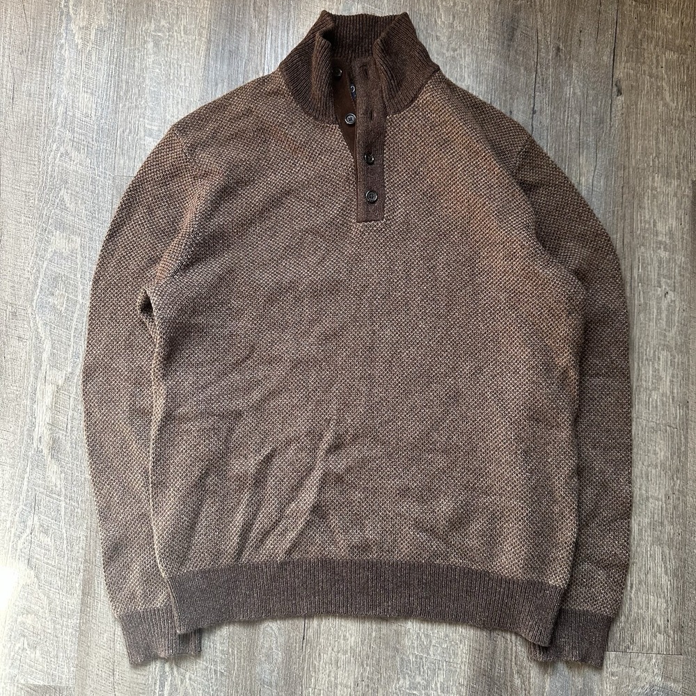 VTG Polo Ralph Lauren‎ Sweater Mens Large Brown Tussah Silk Knit Mock Neck EXC++
